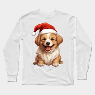 Vintage Christmas Puppy Long Sleeve T-Shirt